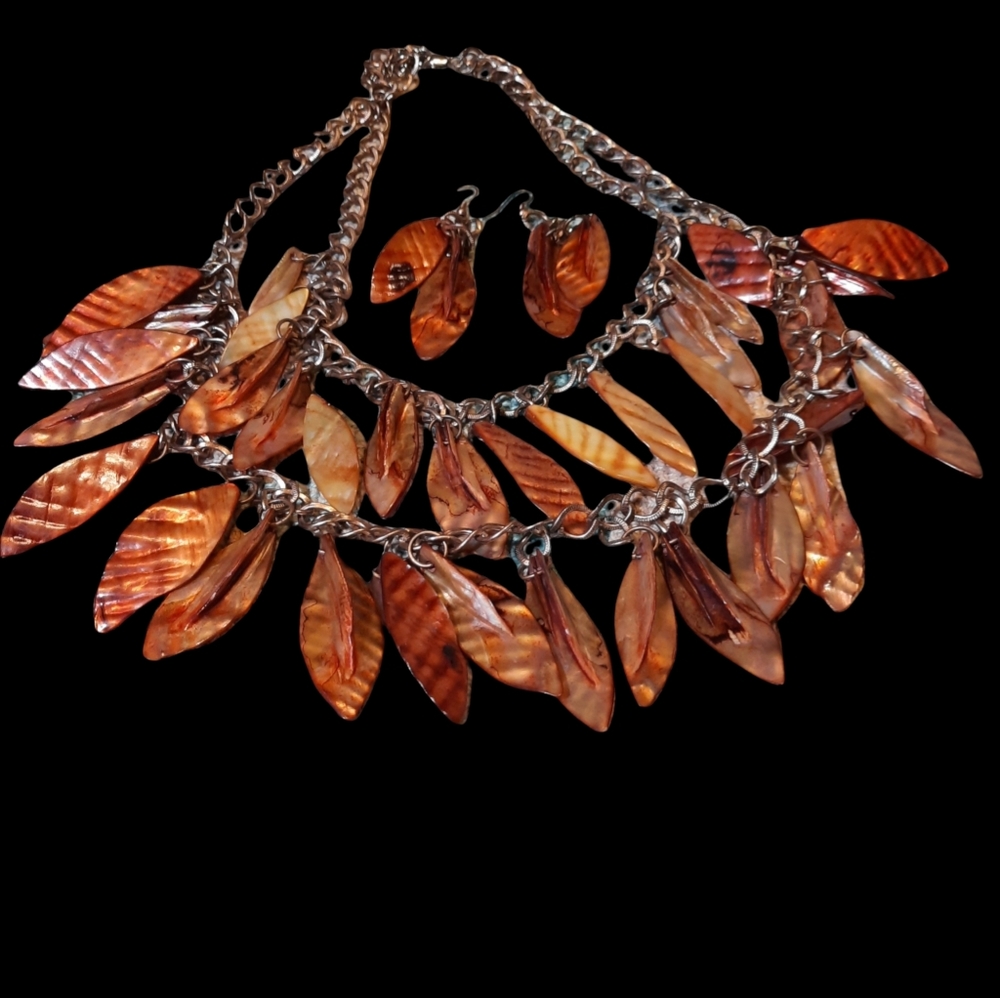 COPY - Beautiful Shell Double Strand  Necklace and Earrings